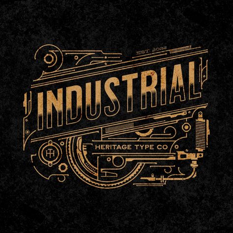 Steampunk Logo Design, Industrial Logo Design Ideas, Gear Logo Design Ideas, Steampunk Graphic Design, Industrial Logo Design Inspiration, Mechanical Logo Design, Steampunk Lettering, Industrial Revolution Aesthetic, Industrial Typography