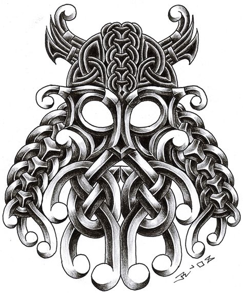 celtic viking 5 by roblfc1892 on DeviantArt Celtic Warrior Tattoos, Celtic Tattoo Designs, Celtic Knot Tattoo, Viking Skull, Knot Tattoo, Celtic Tattoo, Norse Tattoo, Nordic Tattoo, Mask Tattoo