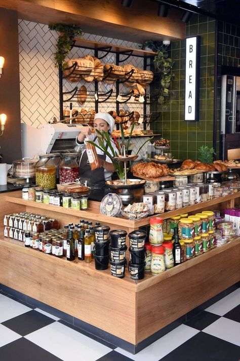 Gourmet Food Store Retail Design, Local Store Design, Farm Shop Interior Design, Spice Store Interior Design, Grocery Design Interior, Grocery Interior Design, Deli Cafe Ideas Interior Design, Natural Shop Design, Natural Store Interior Design