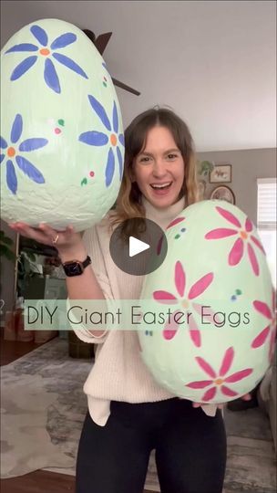 Big Egg Diy, Giant Easter Egg Ideas, Giant Egg Diy, Diy Giant Easter Eggs, Front Porch Easter Decorations Ideas, Easter Front Porch Decorations, Giant Easter Basket, Outdoor Easter Decorations Diy, Easter Diy Crafts