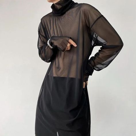 Sunscreen Clothing, Sheer Mesh Top, Elegant Attire, Mesh T Shirt, Mesh Shirt, Collared Sweatshirt, Niche Design, Loose Style, Long Sleeve Turtleneck