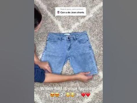 How To Fold Jean Shorts In Drawers, Folding Denim Jeans, How To Fold Jeans Shorts, Folding Denim Shorts, How To Fold A Short, Folding Kids Shorts, Folding Jean Shorts, How To Fold Jean Shorts To Save Space, How To Fold Denim Shorts