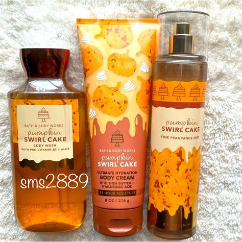 Brand New Never Been Used Bath And Body Works Pumpkin Swirl Cake Set. Scent Notes: Pumpkin Spice, Creamy Vanilla, Caramel Toffee. Includes: 1 Pumpkin Swirl Cake Shower Gel 10oz 1 Pumpkin Swirl Cake Body Cream 8oz 1 Pumpkin Swirl Cake Ffm 8oz Same Or Next Day Shipping Pumpkin Spice Lotion, Fall Body Care, Pumpkin Swirl Cake, Body Care Collection, Pumpkin Bundt Cake, Swirl Cake, Caramel Toffee, Bath And Body Works Perfume, Bath And Body Care