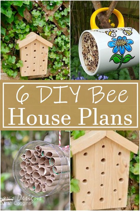 6 DIY Bee House Plans - DIY Crafts Diy Bee Box How To Build, Building Bee Boxes, Bee Hotels Diy How To Build, Butterfly And Bee Water Station, Diy Mason Bee House, Bee Houses Diy How To Build, How To Make A Bee House, Bee Hotel Diy Kids, Bee Watering Station Diy