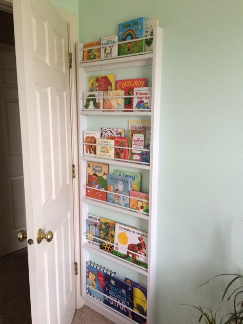 Over The Door Bookshelf, Bookshelves Behind Door, Behind Door Book Storage, Above Door Bookshelf, Kids Storage Unit, Back Of Door Book Storage, Small Nursery Book Storage, Behind The Door Bookshelf, Behind The Door Book Shelves