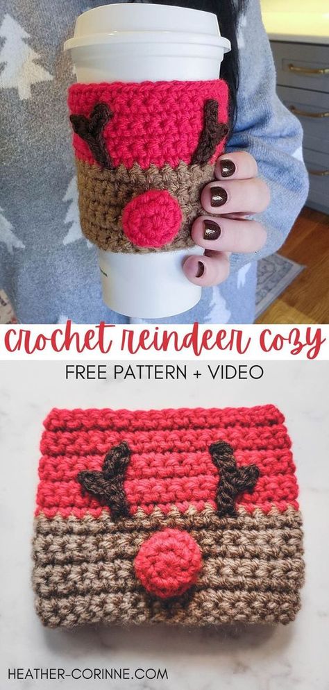 Cup Cozy Crochet Pattern, Crochet Cup Coaster, Coaster Patterns, Crochet Mug Cozy, Coaster Ideas, Crochet Coffee Cozy, Crochet Cup Cozy, Crochet Christmas Gifts, Cozy Crochet Patterns