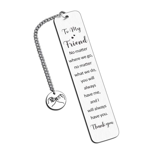 PRICES MAY VARY. ☀ Bookmark gifts for best friends: A good friend is a lifelong treasure. You must also have a friend whose soul resonates with you, let her know how much she means to you by giving her this bookmark gift! No matter where we go, no matter what we do, you will always have me and I will always have you. It’s the best friend gifts to celebrate your friendship, birthday gifts for women friend ship, graduation gifts for friends, Christmas gifts for friends, best friend gifts for women Meaningful Friend Gifts, Friendship Bookmarks, Sentimental Gifts For Best Friend, Breakup Gift, Small Gifts For Friends, Friendship Birthday, Graduation Gifts For Friends, Friend Ship, Gifts For Best Friends