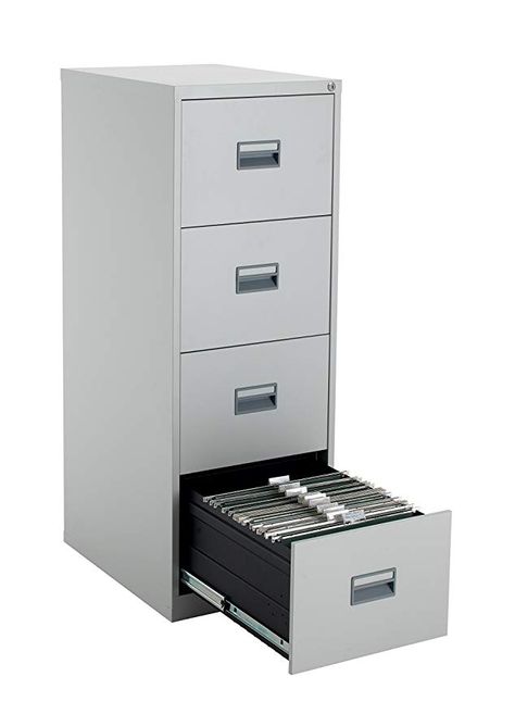 Talos Heavy Duty Steel Filing Cabinet, 40 kg Drawer Tolerance, Grey, 4 Drawer Filing Cabinet, Steel Cabinet, Office Room, Office Storage, File Cabinet, Storage Drawers, Filing Cabinet, Home Kitchens, Heavy Duty