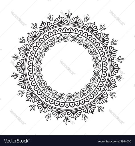 Round Mandala Design Patterns, Ornate Mandala Pattern, Round Mandala Design, Ornate Mandala, Zentangle Doodle, Yin Yang Tattoos, Round Mandala, Indian Mandala, Mandala Art Therapy