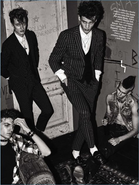 GQ-Espana-2017-Editorial-Punks-Not-Dead-005 Textile Moodboard, 80s Goth Fashion, Goth Mens Fashion, Prom Outfits Men, Punk Outfits Men, Goth Outfits Men, Goth Fashion Men, Punk Prom, Punk Fashion Men