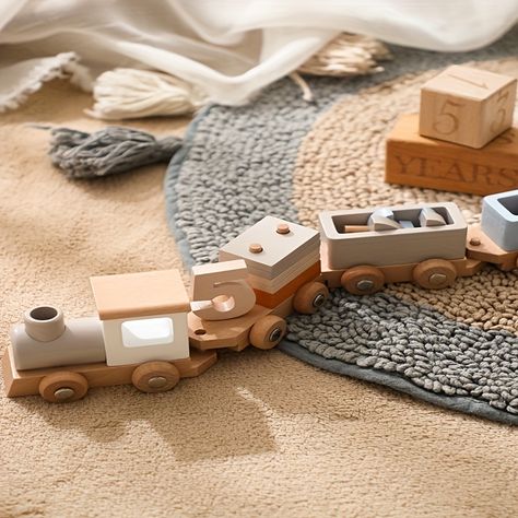 Faster shipping. Better service Montessori Toys Baby, Wood Baby Toys, Wood Train, Baby Learning Toys, Pull Along Toys, Toy Trains Set, Wooden Train Set, Birthday Toys, Train Birthday