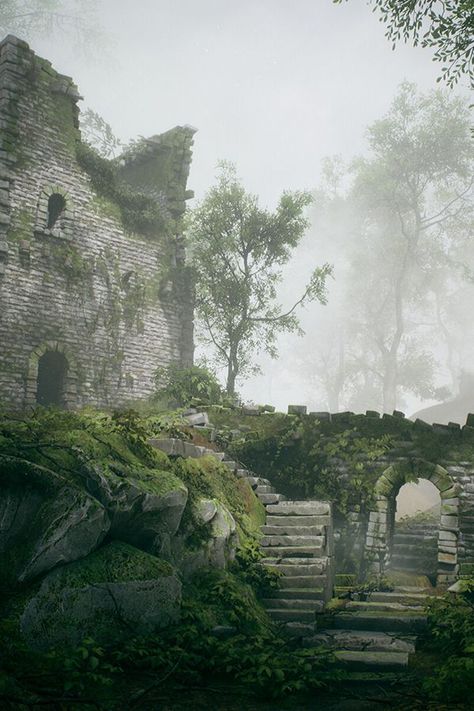 Overgrown Castle Aesthetic, Medieval Forest Aesthetic, Castle Ruins Aesthetic, Castle Ruins Art, Overgrown Castle, Overgrown Aesthetic, Ruins Aesthetic, Overgrown Ruins, Medieval Forest