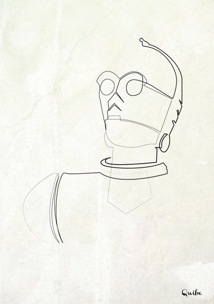 C-3PO Star Wars Line Art, Embroidery Pen, Line Illustrations, Art Fil, Linework Tattoo, Embroidery Canvas, Star Wars Prints, Steve Mccurry, Single Line Drawing