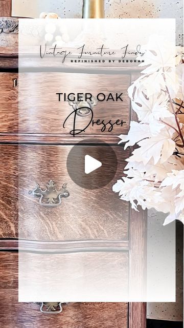 Deborah Meyers • Furniture Artist • Furniture Makeovers on Instagram: "Do you have a favorite wood type to refinish? This is definitely one of my favorites. 
•I prefer wood dye on pieces like this. Wood Dye gives a vibrant, translucent colors that penetrate deep into the wood. 
•Details below 👇
Comment “Tiger” if you would like a link to the product I used 
 🤎 
••Some social media sites won’t allow messages to be sent if you don’t follow me. Please make sure you tap the follow button prior to commenting. ♥️
Please Follow my other social media page for more Furniture Flips & Tips. 🖤
IG: @vintagefurniturefinds 
FB: @vintagefurniturefinds7 
TikTok: @vintagefurniturefinds 

#furnitureflipping #vintagefurniture #furnitureflip #upcycling #antiquefurniture #furnitureflipper #furniturepaint #wo Tiger Wood Furniture, Artist Furniture, Furniture Artist, Wood Dye, Tiger Wood, Wood Details, Oak Dresser, Furniture Flips, Tiger Oak