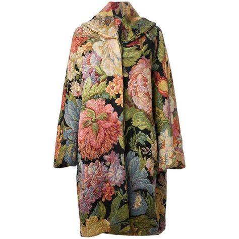 GIANLUCA GABRIELLI VINTAGE floral embroidered maxi coat ($1,452) ❤ liked on Polyvore featuring outerwear, coats, jackets, coats & jackets, colorful trench coats, multi colored coat, double breasted trench coat, print trench coat and vintage trench coat Estilo Hippie Chic, Jackets Vintage, Floral Coat, Beige Coat, Vintage Mens Fashion, Maxi Coat, Couture Mode, Vintage Mode, Coat Patterns