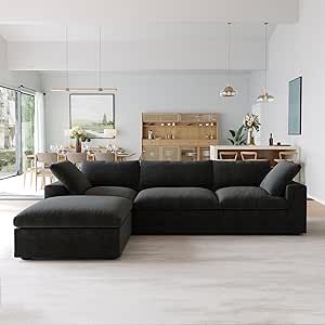 Black Couch Living Room, Black Sofa Living Room, Modern Convertible Sofa, Black Couches, Cloud Sofa, Soft Clouds, Unique Sofa, Sofa With Ottoman, Comfortable Couch