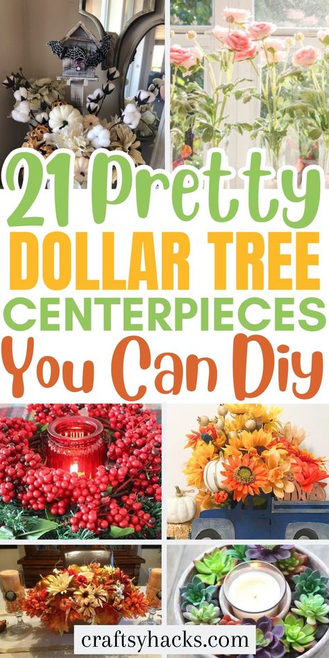 These show-stopping DIY table centerpieces are perfect to uplevel your home decor for any occasion. You can easily create these DIY centerpieces on a low budget with items from your local Dollar Tree. Great dollar tree projects to try! Cheap Elegant Centerpieces Diy, Diy 70th Birthday Centerpieces, Simple Outdoor Centerpieces, Army Table Centerpiece, Cost Effective Centerpieces, Dollar Tree Bridal Shower Centerpieces, Simple Cheap Centerpieces, Diy Purple Centerpieces, Table Centerpieces Wedding Diy