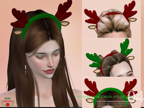 Headwear antlers for christmas, 5 swatches, male/female. Hope you like, thanks!!  Found in TSR Category 'Sims 4 Female Hats' Sims4 Christmas Clothes, Los Sims 4 Mods, Cc Packs, Christmas Poses, Sims 4 Tsr, Sims Packs, Sims 5, 90s Hip Hop Fashion, Sims 4 Characters