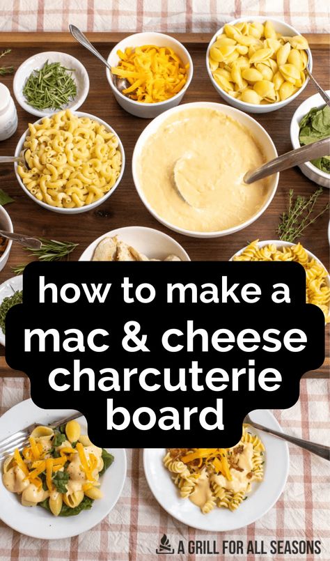 Fall in love with macaroni and cheese all over again with our irresistible Mac and Cheese Charcuterie Board. The perfect blend of cheesy goodness and savory delights. Learn how to make a rich and creamy cheese sauce and pick the best types of pasta and mix-in ideas. Mac And Cheese Board Ideas, Macaroni And Cheese Charcuterie Board, Charcuterie Board Pasta, Mashed Potato Charcuterie Board, Super Bowl Charcuterie Boards, Mac And Cheese Board, Charcuterie Dinner Board Ideas, Mac And Cheese Charcuterie Board, Pasta Charcuterie Board Ideas