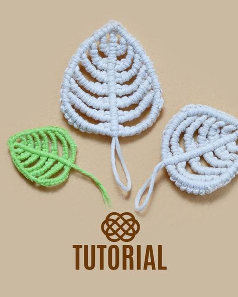 Macrame Leaf Template, Rope Bracelets Diy, Macrame School, Macrame Leaf, Pola Macrame, Leaf Projects, Crochet Leaf Patterns, Yarn Wall Art, Macrame Knots Pattern