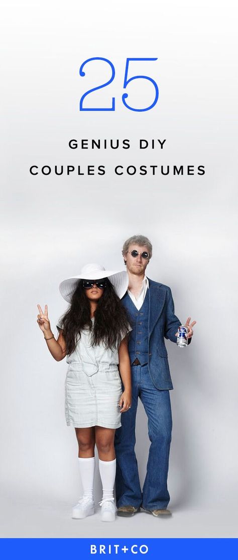 These couples costumes are the BEST. Unique Couples Costumes, Karneval Diy, Easy Couple Halloween Costumes, Easy Couples Costumes, Couples Costumes Creative, Halloween Costumes Diy Couples, Funny Couple Costumes, Unique Couple Halloween Costumes, Funny Couple Halloween Costumes