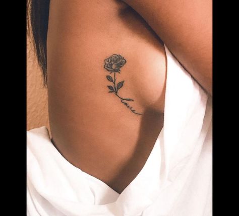 Rose Tattoos Placement, Butterfly Tattoo On Hips, Roses On Ribs Tattoo, Rib Rose Tattoos For Women, Mini Tattoos Butty, Rose Side Tattoos Women Ribs, Rid Tattoo Women, Small Groin Tattoos For Women, Small Rose And Butterfly Tattoo