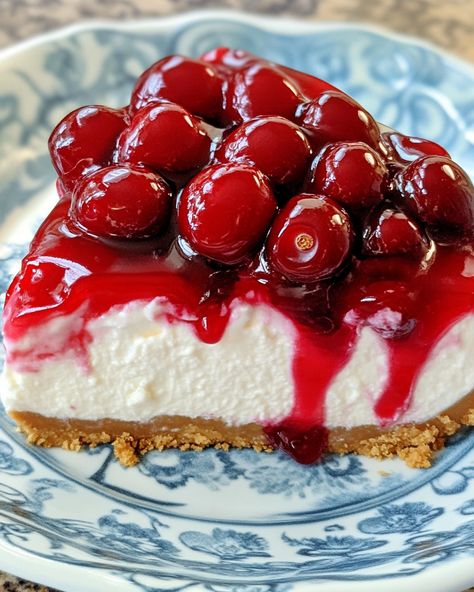 Enjoy Mamaw's classic no-bake cherry cheesecake—creamy, easy to make, and perfect for any occasion. A delightful dessert for family gatherings! Classic Cherry Cheesecake, Classic Cheesecake Recipes Easy, No Bake Cherry Cheesecake Recipes With Sweetened Condensed Milk, Top Rated Recipes On Pinterest, Cherry Graham Cracker Dessert, Maraschino Cherry Desserts, Christmas Cherry Cheesecake, Gluten Free Cherry Cheesecake, No Bake Cherry Cheesecake With Cool Whip