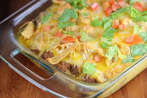 walking taco casserole Walking Taco Bake, Walking Taco Casserole, Chedder Cheese, Baked Tacos Recipe, Walking Taco, Taco Dip Recipe, Walking Tacos, Cheddar Cheese Soup, Taco Bake