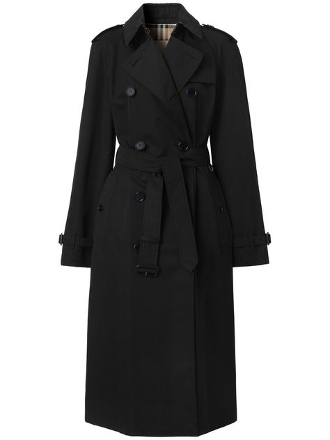 jet black cotton/calf leather belted waist classic collar double-breasted button fastening long sleeves two side inset pockets This item is made from at least 50% organic materials. Learn more about what makes a product Conscious on our Conscious Criteria page Long Black Trench Coat, Trench Coat Fall, Black Trench Coat, Winter Shopping, Trench Coat Outfit, Burberry Coat, Long Black Coat, Burberry Trench, Burberry Trench Coat