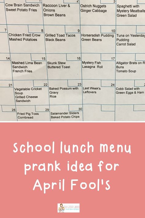 If you are a teacher, you must check out these fun April Fool's pranks for the classroom, the teacher's lounge, and the office! These jokes are perfectly harmless for kids in the classroom and for adults in the office! Free printables are included for each April Fool's Day prank. Don't let your students have all the fun! House Pranks, School Lunch Menu, April Fool's Pranks, April Fools Day Jokes, April Fools Pranks, Teachers Lounge, April Fool, April Fool's Day, 5th Grade Classroom