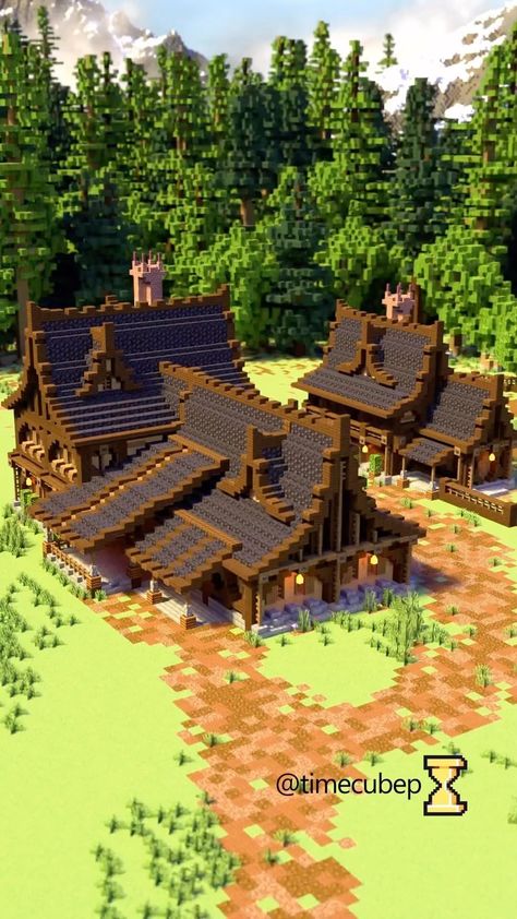 Minecraft Valley Build, Minecraft Ranch, Minecraft Hus, Minecraft Barn, Japanese Animals, Japan Architecture, Minecraft House Designs, Minecraft House, Minecraft Architecture