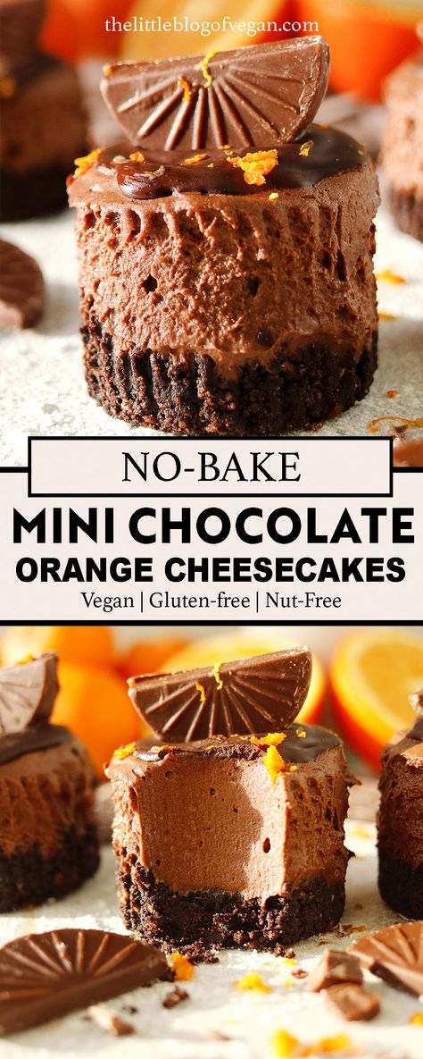 Chocolate Orange Desserts, Mini Chocolate Cheesecakes, Chocolate Orange Ganache, Orange Ganache, Orange Cheesecake Recipes, Sugar Cookie Cheesecake, Vegan Bakes, Chocolate Orange Cheesecake, Orange Cheesecake