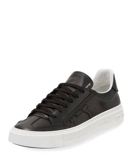 SALVATORE FERRAGAMO MEN'S BORG LEATHER LOW-TOP SNEAKERS, BLACK. #salvatoreferragamo #shoes # Caged Shoes, Italian Sneakers, Salvatore Ferragamo Men, Asics Sneakers, Ferragamo Men, Stylish Handbags, Salvatore Ferragamo Shoes, Ferragamo Shoes, Sneakers Men Fashion