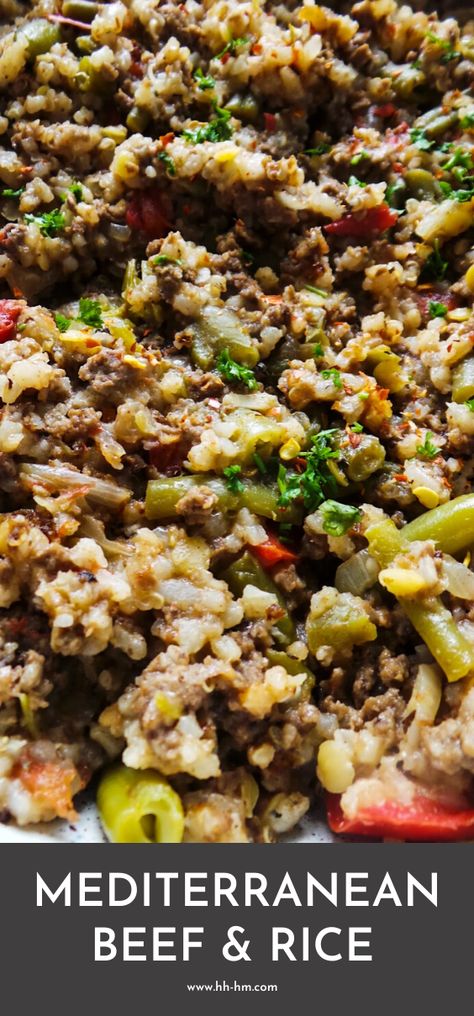 Dinner Recipe With Ground Beef, Mediterranean Beef, Gluten Free Meal Prep, Mediterranean Recipe, Recipe With Ground Beef, Vegetables And Rice, Mediterranean Diet Recipes Dinners, Cooking With Ground Beef, Ground Beef Recipe