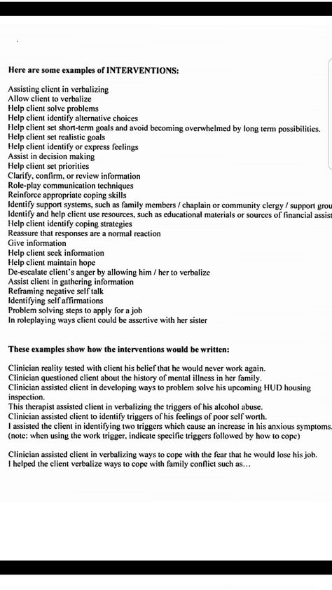 Clinical Social Work Documentation, Therapy Interventions For Progress Notes, Common Intervention Terminology, Counseling Progress Notes, Therapy Notes Counseling, Initial Therapy Session Intake, Clinical Social Work Interventions, School Social Work Documentation, Birp Notes Examples