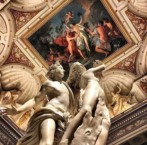 "Apollo and Daphne" by Bernini at Galleria Borghese (pic by @vittoria.sichetti via @museitaliani ) - This is a life-sized Baroque marble #sculpture by Italian artist Gian Lorenzo Bernini executed between 1622 and 1625. Housed in @galleriaborgheseufficiale in Rome the work depicts the climax of the story of Daphne and Phoebus in Ovid's Metamorphoses #art #italy #artcourse #studyabroad #arte #italia #scultura #escultura #studiainitalia #cursodearte #bernini #love #valentines #sanvalentino #cupid # Museum Quotes, Museum Drawing, Italy Museum, Museum Paintings, Museum Photoshoot, Galleria Borghese, Photoshoot Art, Architecture Baroque, Museum Plan