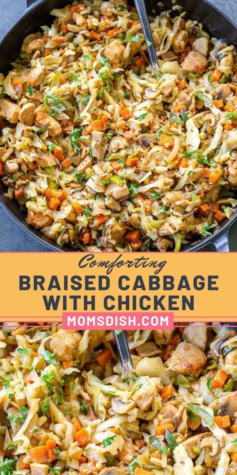 Cabbage With Chicken, Cabbage Recipes Healthy, Cabbage And Potatoes, Sauteed Cabbage, Braised Cabbage, Chicken And Cabbage, Cabbage Casserole, Cooked Cabbage, Easy Weeknight Dinner