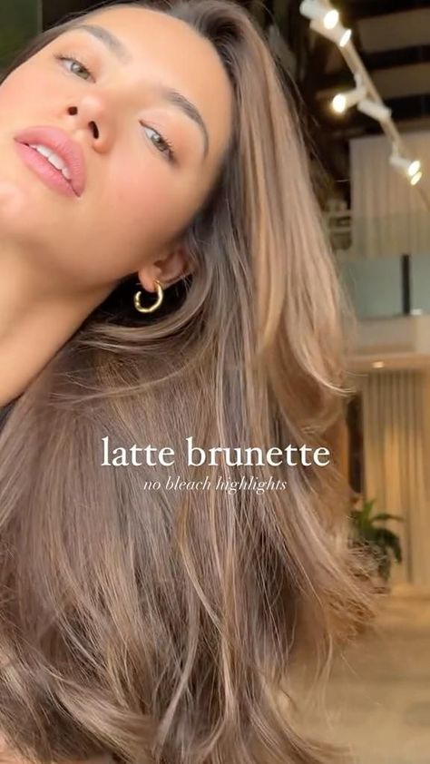 True Brunette Hair Color, Latte Brunette No Bleach, Collarbone Length Lob, Latte Brunette Hair Color, Light Brown Hair No Bleach, Bronze Latte Hair, Best Hair Colour For Hazel Eyes, Old Money Brown Hair Color, Brown Latte Hair