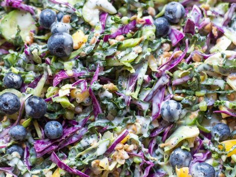 Blueberry and Lemon Poppyseed Salad - Better Food Guru Better Food Guru, Lemon Poppyseed Salad, Lemon Poppyseed Dressing, Poppyseed Salad, Lemon Salad, Canned Lentils, Poppyseed Dressing, Orzo Pasta Salad, Persian Cucumber