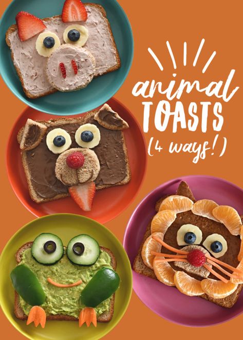 Animal Toast, Nutella Ice Cream Recipe, Food Art For Kids, Making Food, Fun Lunch, Easy Food Art, Toddler Snacks, School Snacks, Fun Kids Food