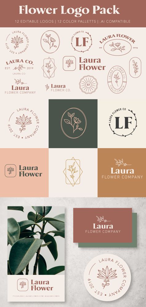 Eco Logo Design, Florist Brand, Flower Shop Design, Logo Fleur, Free Logo Design, Florist Logo, Floral Logo Design, Flower Branding, Flower Logo Design