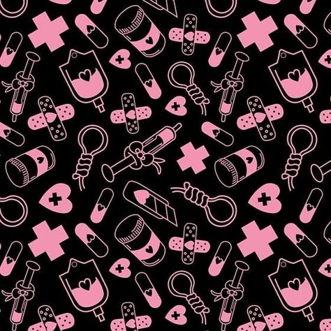 Kawaii Nurse, Yami Kawaii Aesthetic, Menhera Aesthetic, Goth Aesthetic Wallpaper, Pastel Gore, Kawaii Pattern, Pastel Goth Aesthetic, Dark Kawaii, Pastel Goth Art