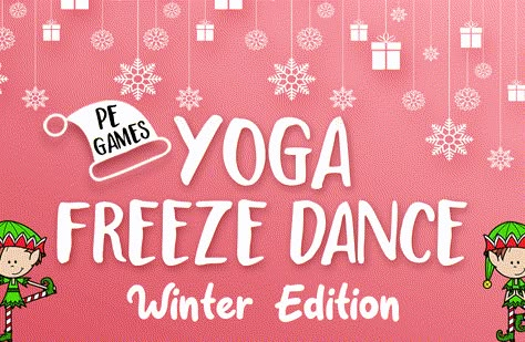 Christmas Pe Games, Pe Games For Kids, Winter Games For Kids, Christmas Brain Breaks, Yoga Christmas, Warm Up Games, Kindergarten Christmas, Freeze Dance, Winter Yoga