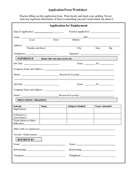 Practice Job Application Form How To Fill Out A Job Application, Printable Job Application Forms, Employment Application Form, Employee Application, Job Application Example, Job Application Sample, Printable Job Applications, Writing An Application Letter, Passport Application Form