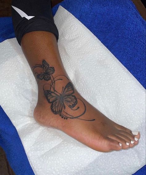 Foot Tattoo Placement, Tattoo Ideas Foot, Inner Ankle Tattoos, Butterfly Foot Tattoo, Wrap Around Ankle Tattoos, Foot Tattoo Ideas, Butterfly Ankle Tattoos, Foot Tattoo Designs, Cute Foot Tattoos