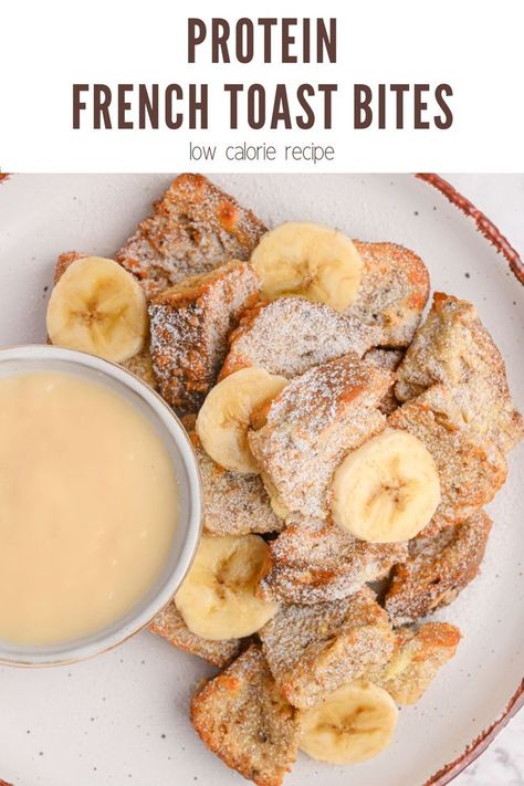 Vanilla protein French toast bites Low Macro Breakfast, Air Fryer Macro Friendly, Protein French Toast Healthy, Macro Friendly French Toast, Macro Friendly Recipes Breakfast, High Protein Air Fryer Recipes, Macro Friendly Breakfast Recipes, Macro Breakfast Ideas, Macro Friendly Breakfast