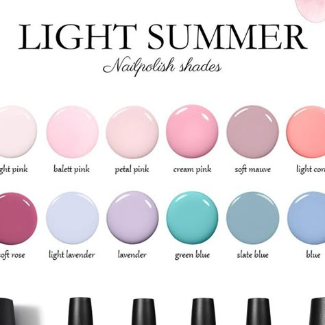 Light Summer Neutrals Color Palettes, Light Spring Nail Polish, Light Summer Color Palette Jewelry, Light Summer Color Analysis Outfits, Light Summer Colour Palette Outfits, Soft Summer Nails Colour, Light Summer Color Palette Nail Polish, Spring Color Palette Nails, True Summer Nails