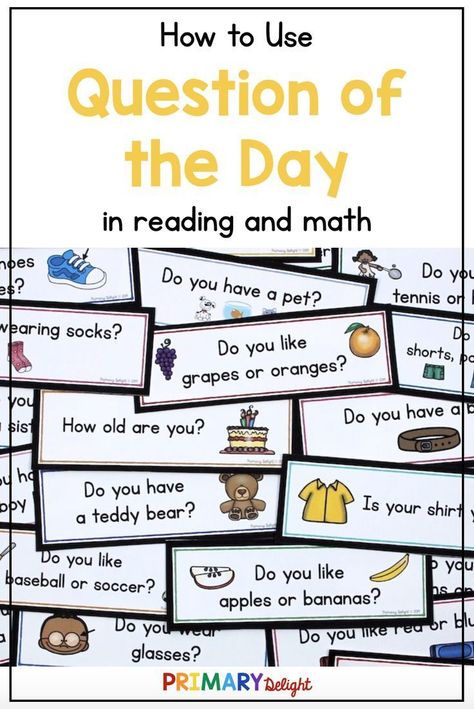 Question of the Day tips for preschool and kindergarten. Learn how Question of the Day supports reading, writing and math. Kids love answering daily questions while they practice reading and graphing! #QuestionOfTheDay #Preschool #Kindergarten Self Management Activities For Preschool, Preschool Special Days Ideas, Free Question Of The Day Preschool, Questions For Preschoolers, Preschool Teaching Ideas, Preschool Classroom Ideas, Morning Work 2nd Grade, Kindergarten Classroom Ideas, Daily Questions