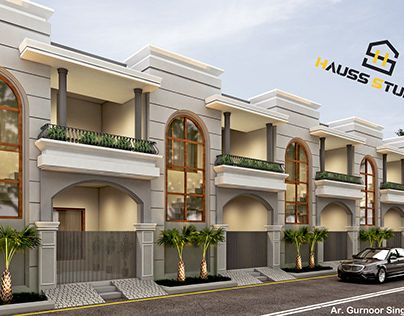 Row House Elevation Design, Row House Exterior, Banglow Elevation, Rowhouse Design, Small Row House Design, Row Housing, Compound House, Row House Design, Small House Design Architecture