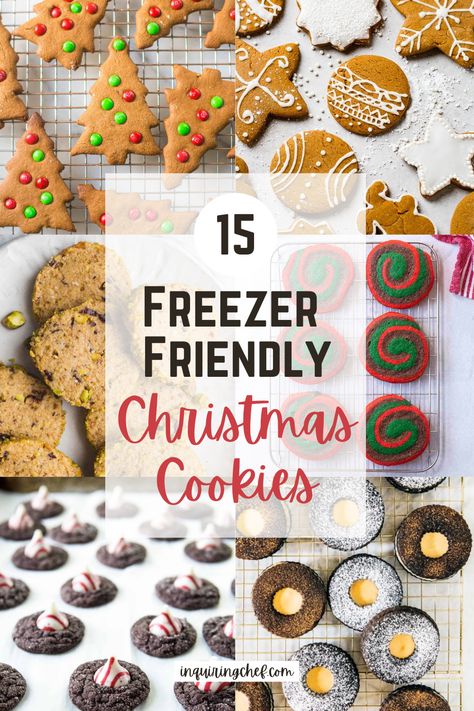 15 Freezer-Friendly Christmas Cookies - Inquiring Chef Christmas Baking For Kids, Freezable Cookies, Easy Holiday Desserts Christmas, Christmas Cookie Dough, Freezer Cookies, Christmas Recipes For Kids, Holiday Desserts Christmas, Holiday Baking Christmas, Christmas Baking Cookies